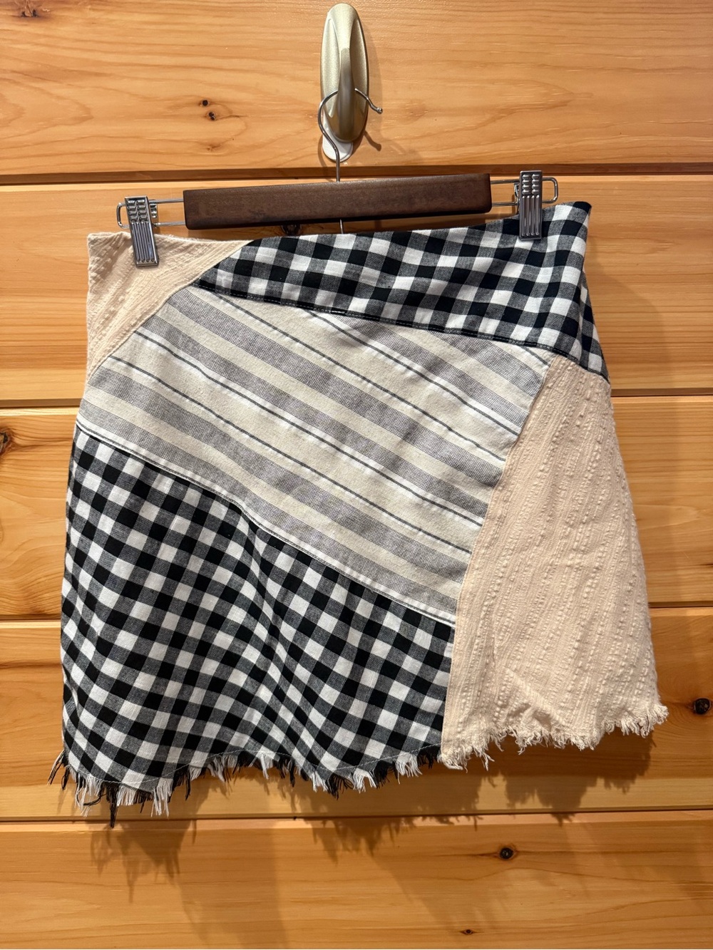Promesa Fringe Patchwork Mini Skirt Size Large